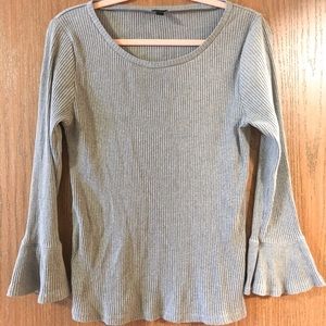 J. Crew Ribbed, Ruffled Long Sleeve T-Shirt